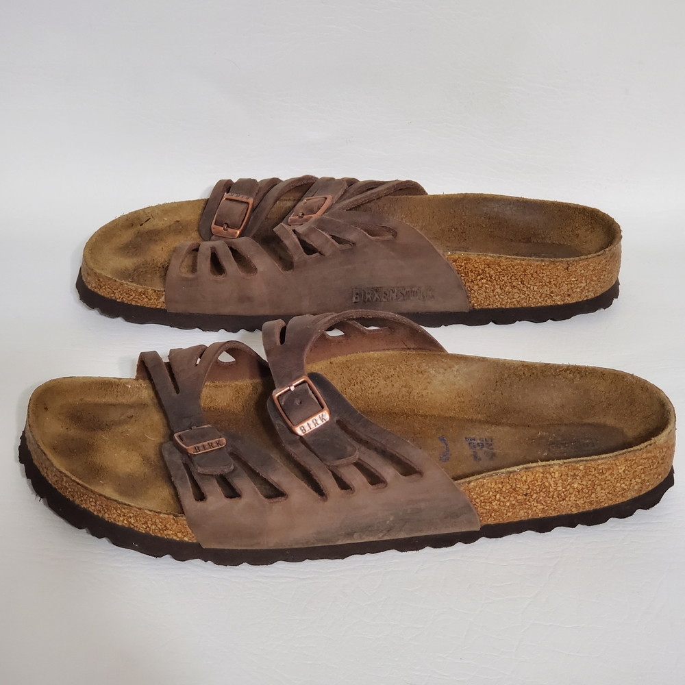 Birkenstock Dark Brown Leather Footbed Sandals - Picture 3 of 7